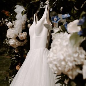 Justin Alexander Deep V Ball Gown Wedding Dress